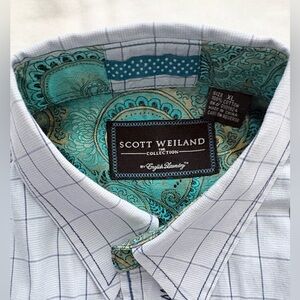 Scott Weiland Collection English Laundry Mens XL White Shirt Check Paisley